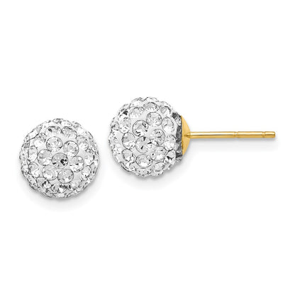 14K Yellow Gold Post 8mm Crystal Ball Earrings