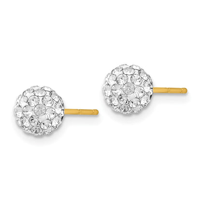 14K Yellow Gold Post 6mm Crystal Ball Earrings