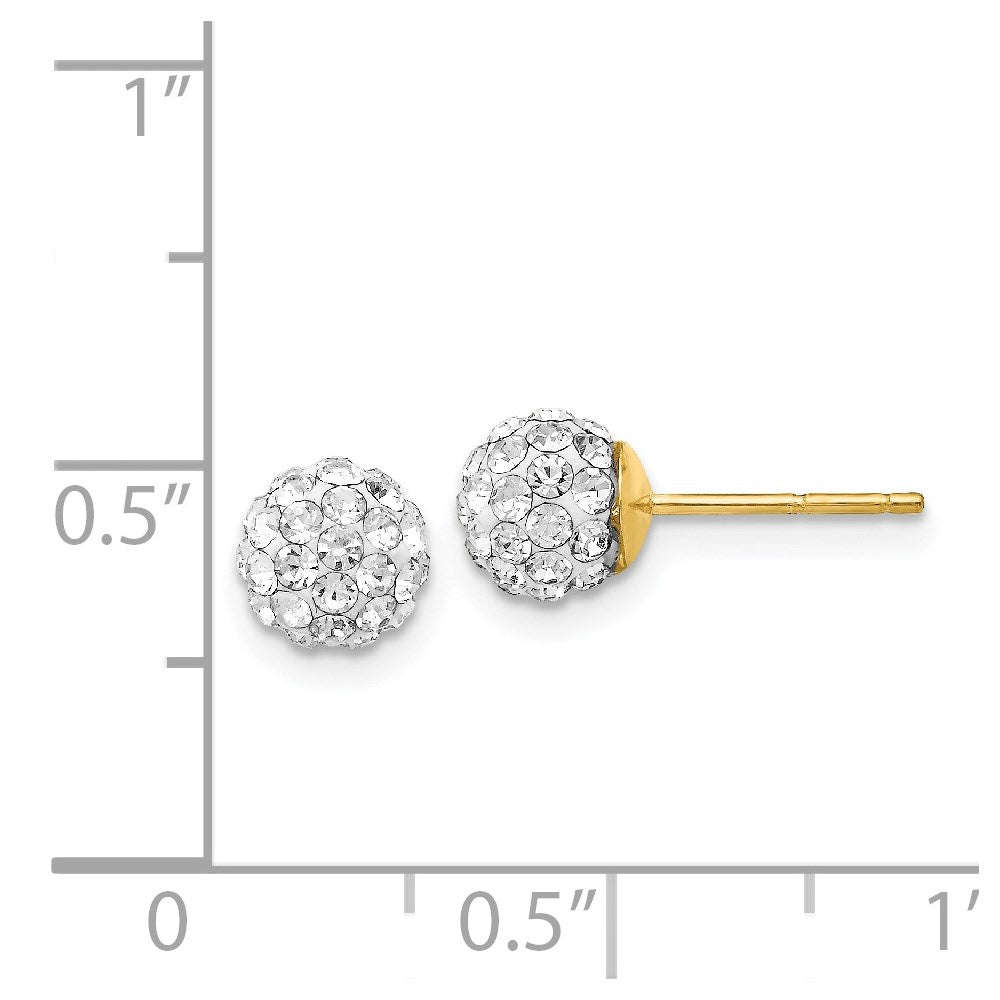 14K Yellow Gold Post 6mm Crystal Ball Earrings