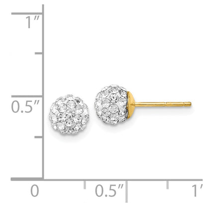 14K Yellow Gold Post 6mm Crystal Ball Earrings