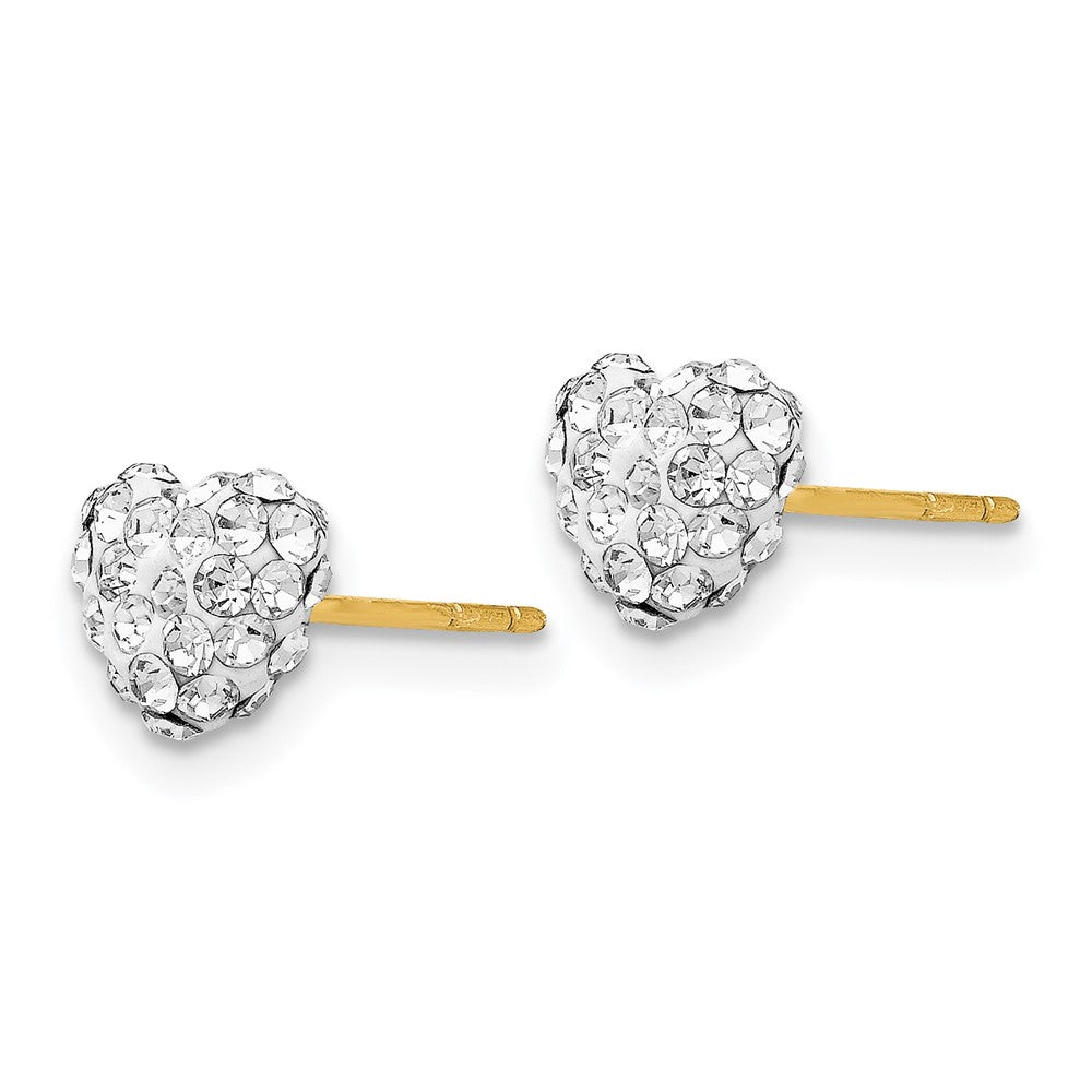 14K Yellow Gold Post 6mm Crystal Heart Post Stud Earrings
