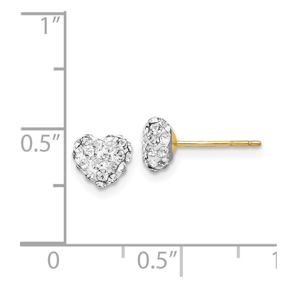 14K Yellow Gold Post 6mm Crystal Heart Post Stud Earrings