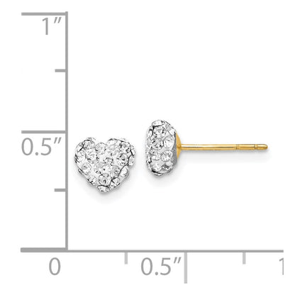 14K Yellow Gold Post 6mm Crystal Heart Post Stud Earrings