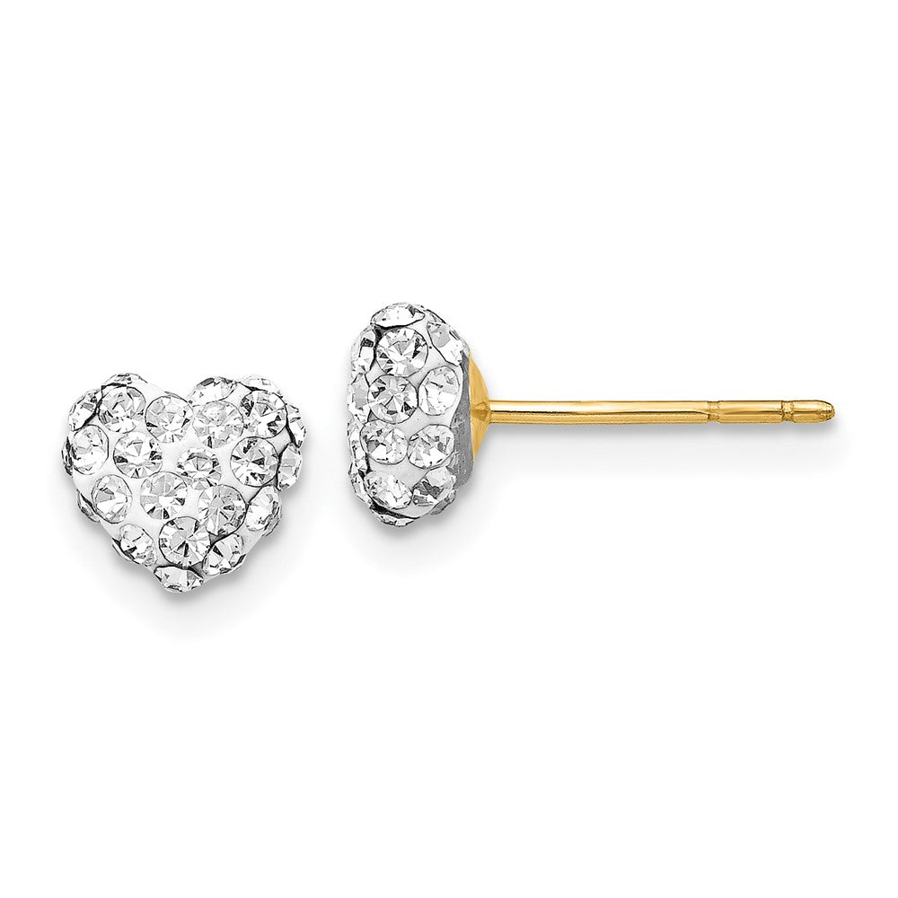 14K Yellow Gold Post 6mm Crystal Heart Post Stud Earrings