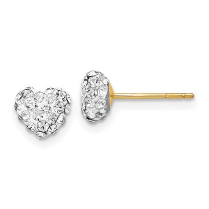14K Yellow Gold Post 6mm Crystal Heart Post Stud Earrings