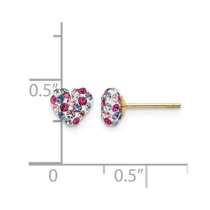 14K Yellow Gold Multi-Colored Crystal 6mm Heart Post Earrings