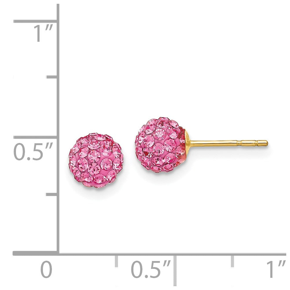 14K Yellow Gold Rose Crystal 6mm Post Earrings