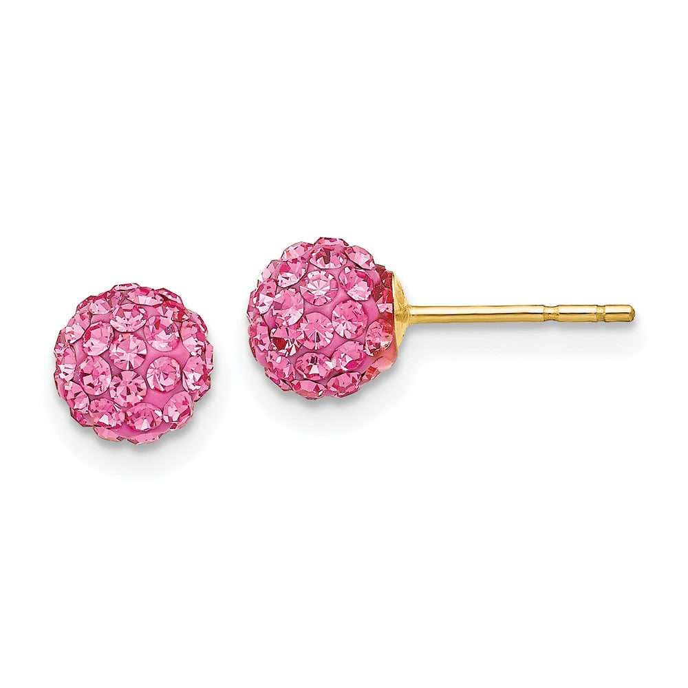 14K Yellow Gold Rose Crystal 6mm Post Earrings