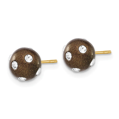 14K Yellow Gold Crystal Brown 7.3mm Post Earrings