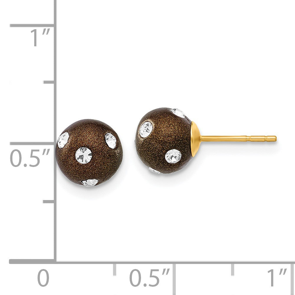 14K Yellow Gold Crystal Brown 7.3mm Post Earrings