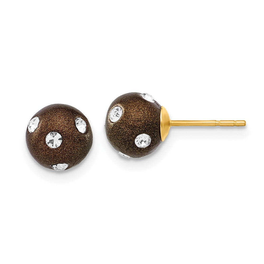 14K Yellow Gold Crystal Brown 7.3mm Post Earrings