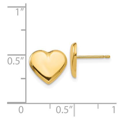 14K Yellow Gold Heart Post Earrings