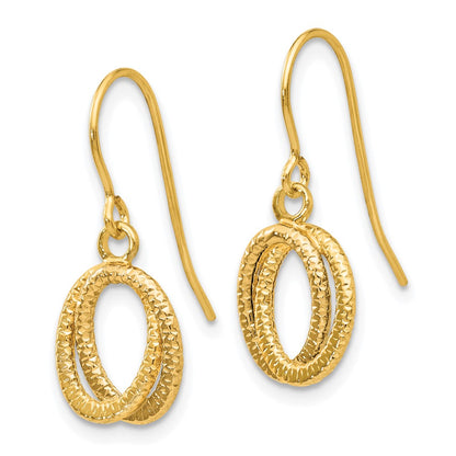 14K Yellow Gold Gold Textured Fancy Dangle Earrings