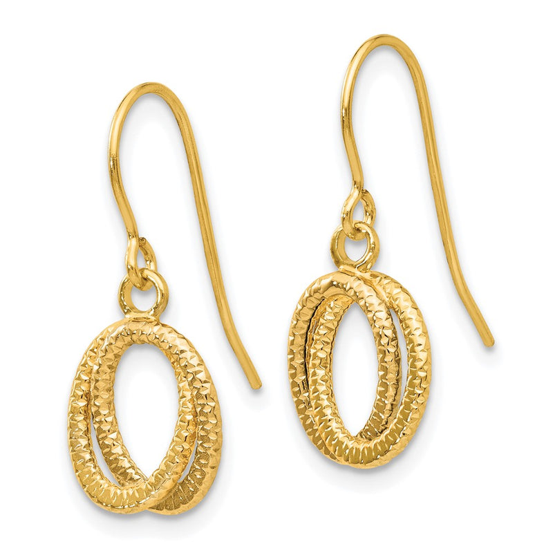 14K Yellow Gold Gold Textured Fancy Dangle Earrings