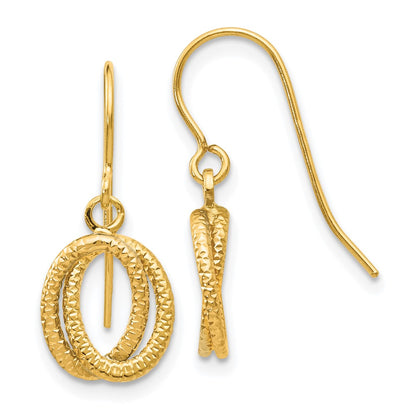 14K Yellow Gold Gold Textured Fancy Dangle Earrings