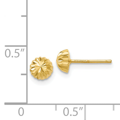 14K Yellow Gold Diamond Cut 5mm Domed Post Earrings