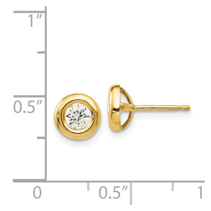 14K Yellow Gold Polished Cz Fancy Post Earrings