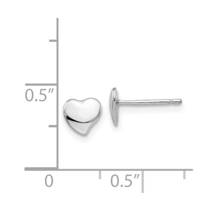 14K White Gold Polished Heart Post Earrings