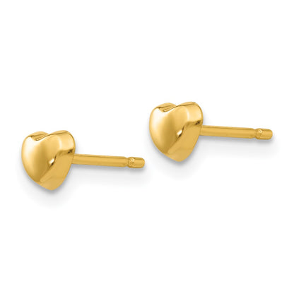14K Yellow Gold Polished Heart Post Earrings