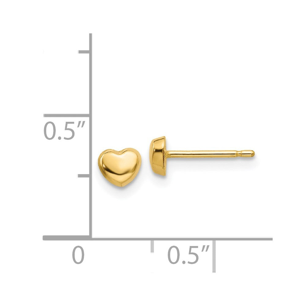 14K Yellow Gold Polished Heart Post Earrings
