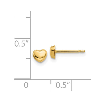 14K Yellow Gold Polished Heart Post Earrings