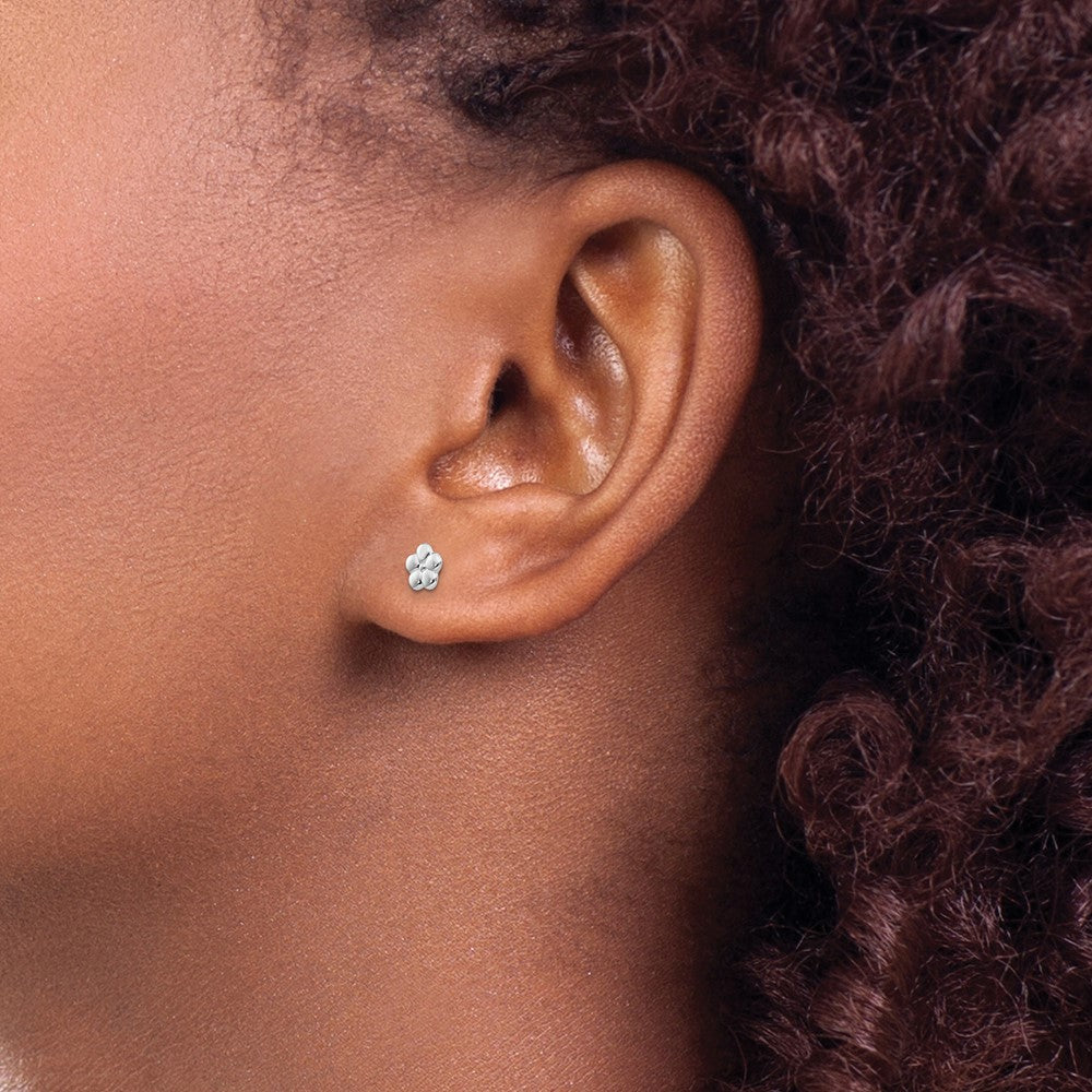 14K White Gold Polished Flower Post Earrings