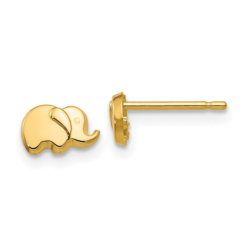 14K Yellow Gold Polished Elephant Post Earrings