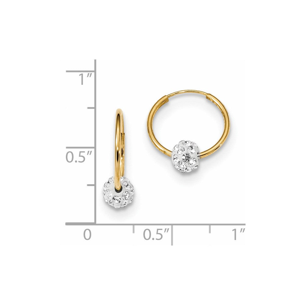 14K Yellow Gold Polished Crystal And Resin Bead Endless Hoops