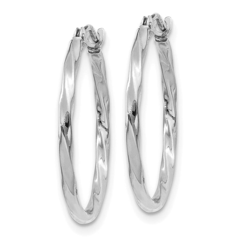 14K White Gold Polished Twisted Hoops