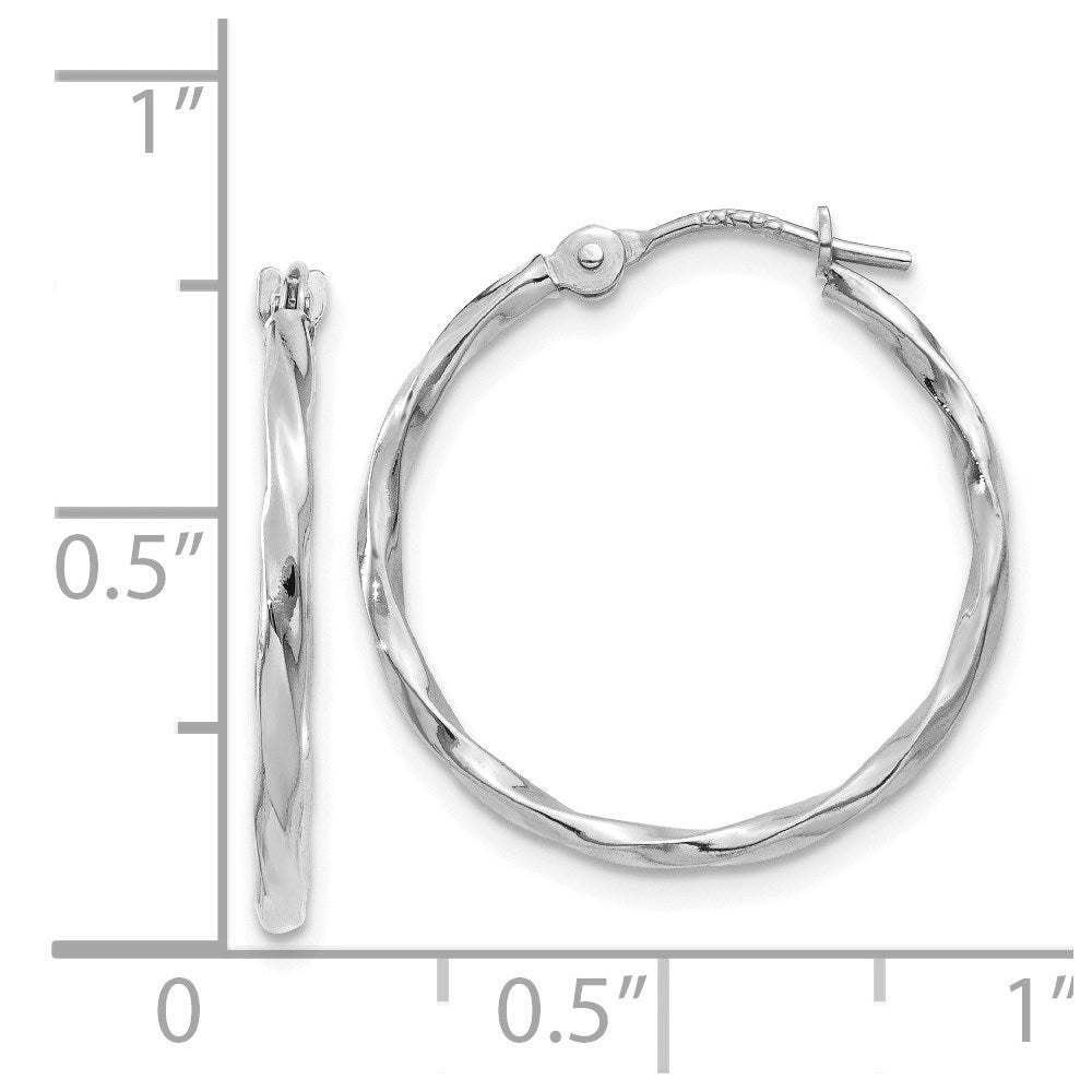 14K White Gold Polished Twisted Hoops