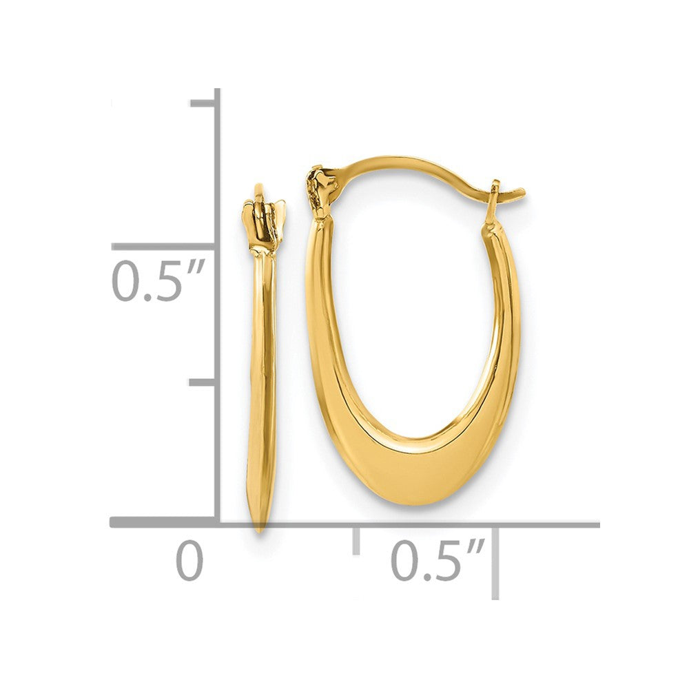 14K Yellow Gold Polished Hollow U Shaped Hoops