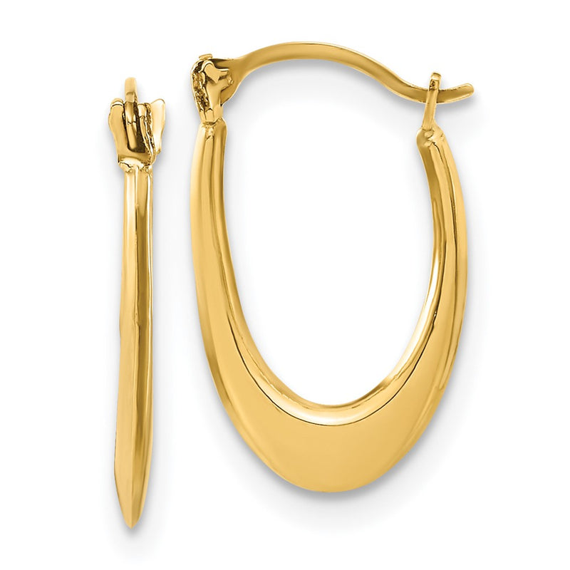 14K Yellow Gold Polished Hollow U Shaped Hoops
