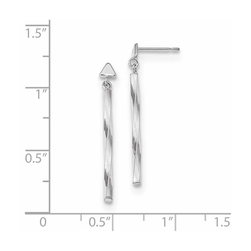 14K White Gold Polished Twisted Dangle Tube Earrings