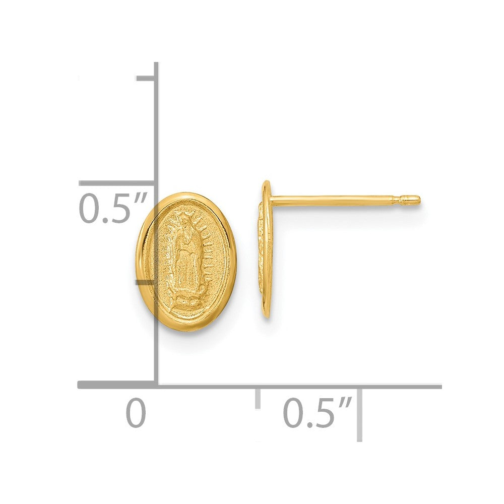 14K Yellow Gold Polished Our Lady Of Guadalupe Post Earrings
