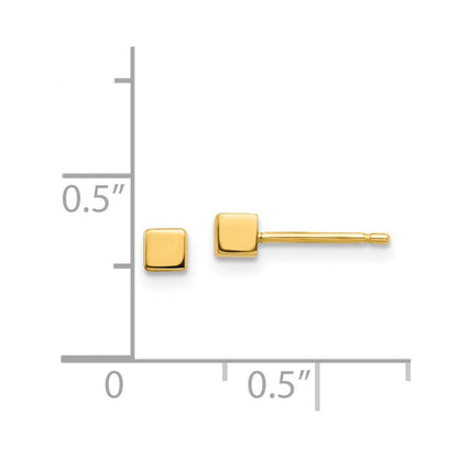 14K Yellow Gold Square Stud Earrings