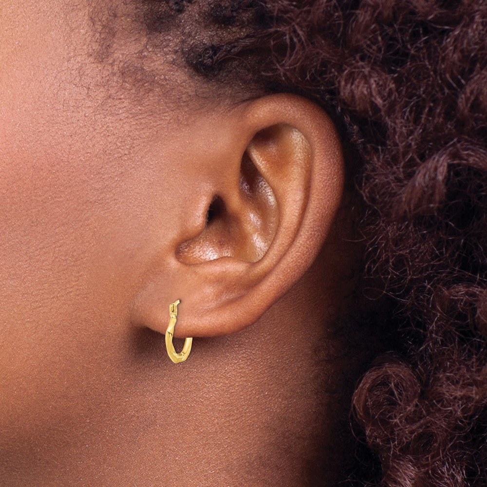 14K Yellow Gold Polished Twist Hoop Earrings