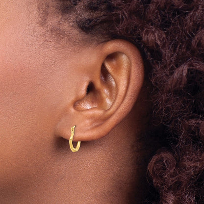 14K Yellow Gold Polished Twist Hoop Earrings