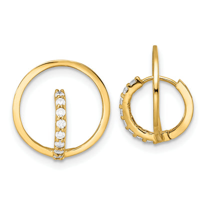 14K Yellow Gold Polished Cz Circle Huggie Hoop Earrings