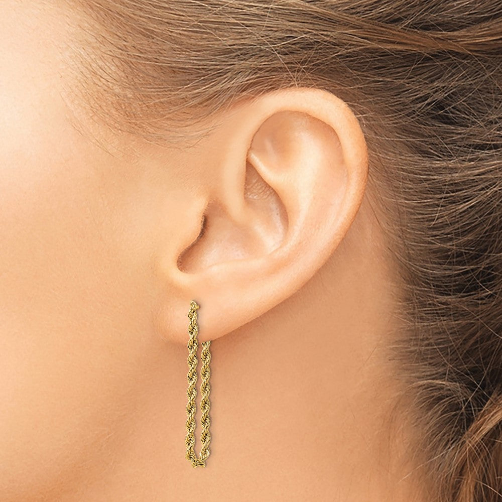14K Yellow Gold Polished Rope Dangle Earrings
