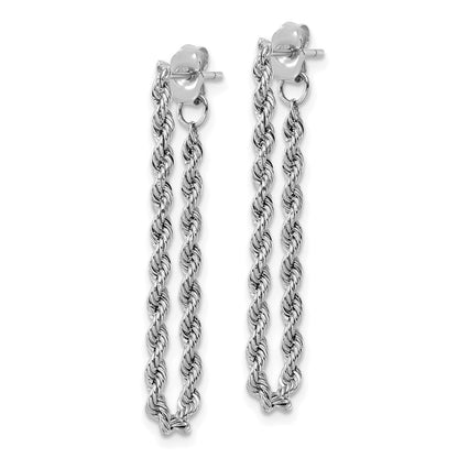 14K White Gold Polished Rope Dangle Earrings