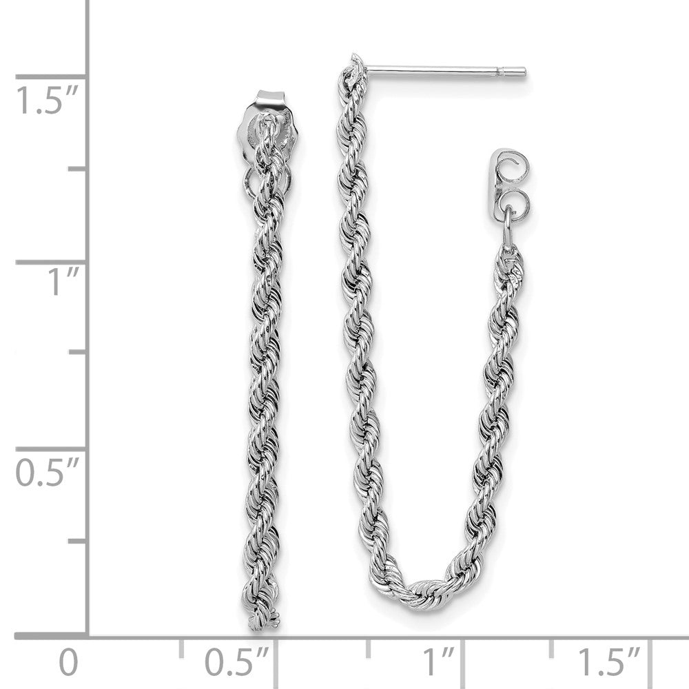 14K White Gold Polished Rope Dangle Earrings