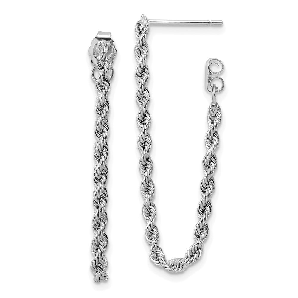 14K White Gold Polished Rope Dangle Earrings