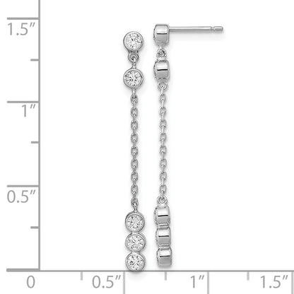 14K White Gold Cz Chain Link Dangle Earrings