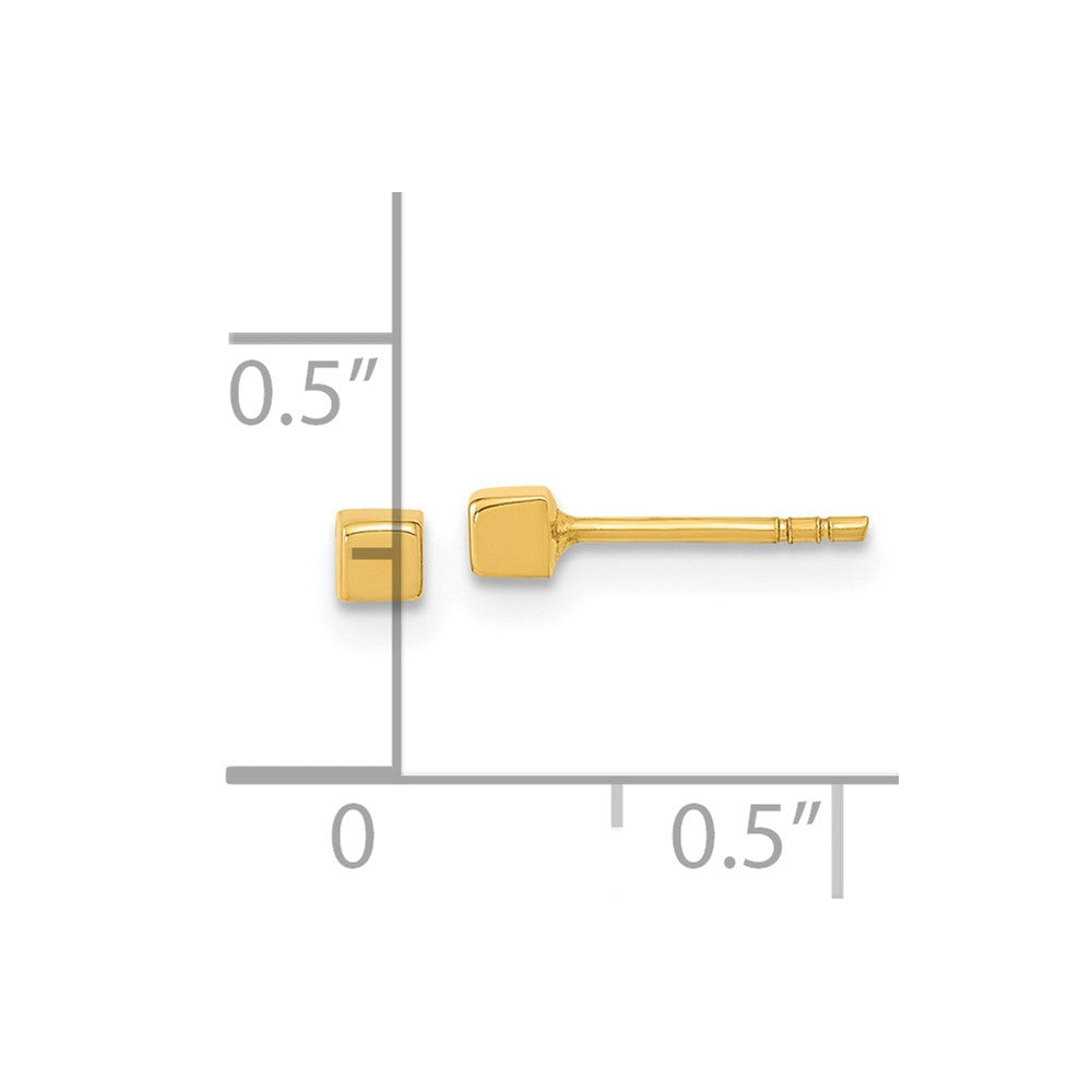 14K Yellow Gold Polished Cube Post Earrings