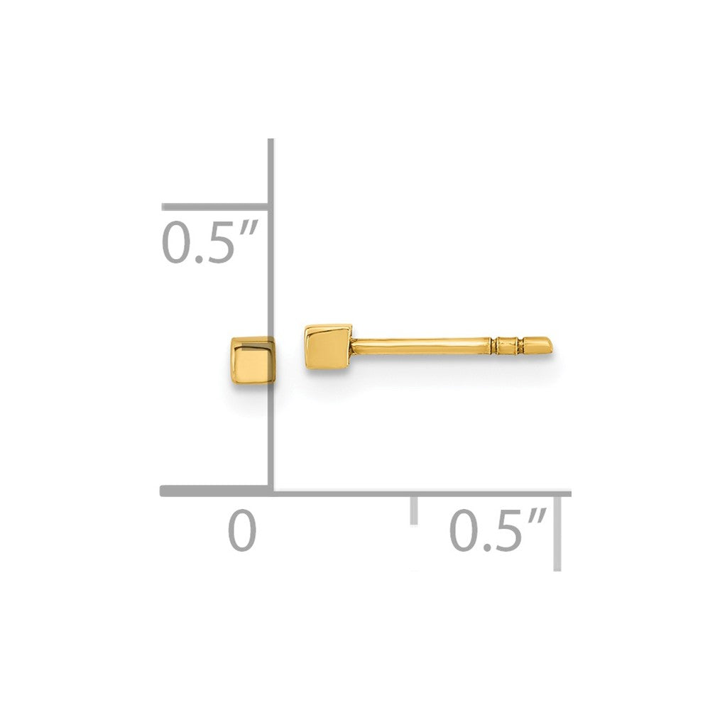14K Yellow Gold Polished Cube Post Earrings
