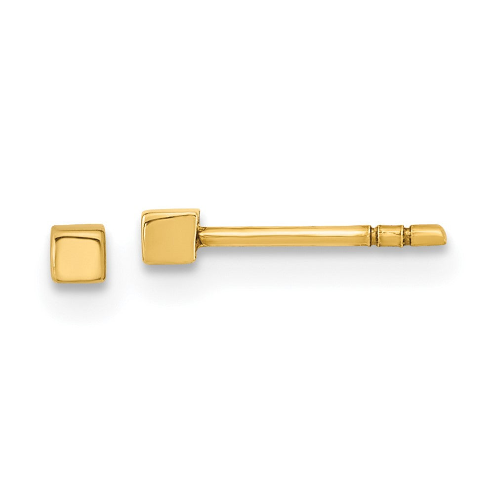 14K Yellow Gold Polished Cube Post Earrings