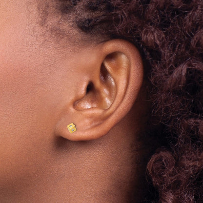 14K Yellow Gold Polished Cz Cube Post Earrings