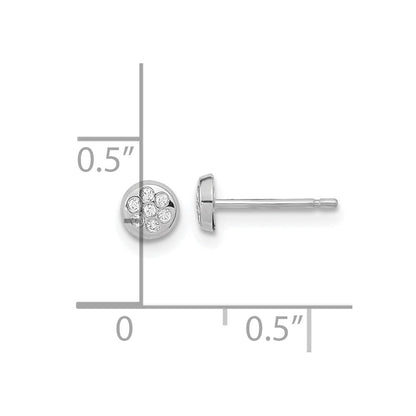14K White Gold Cz Filled Circle Post Earrings