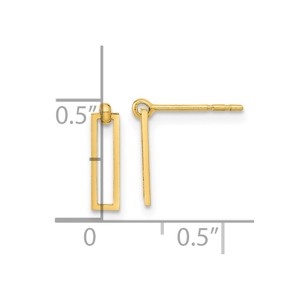 14K Yellow Gold Polished Open Rectangle Dangle Post Earrings