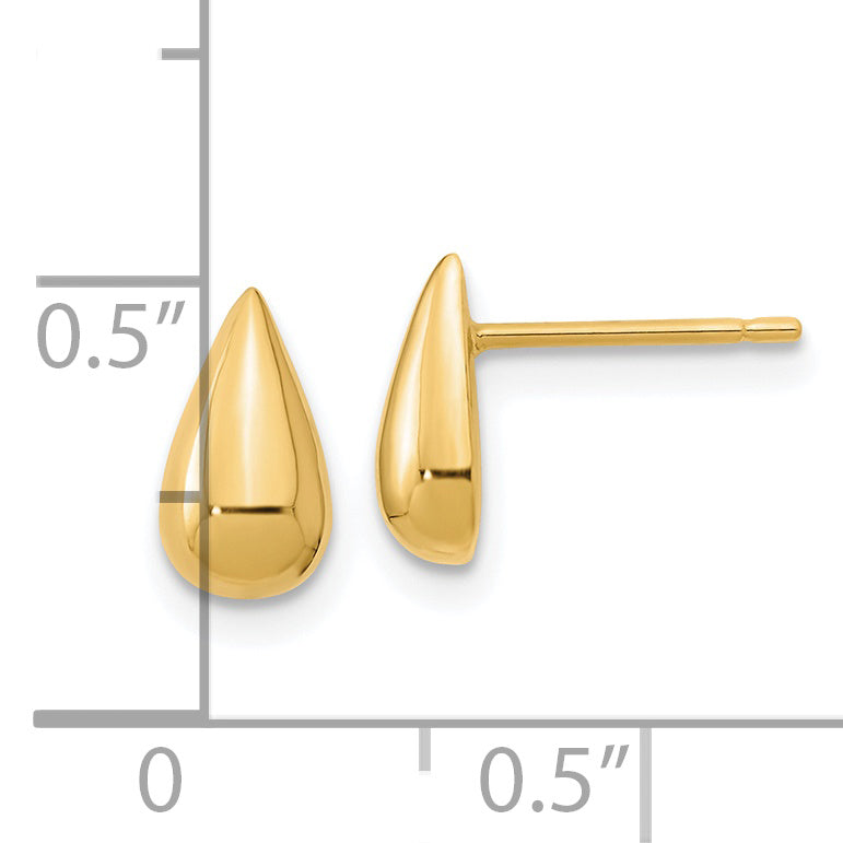14K Yellow Gold Polished Teardrop Post Earrings